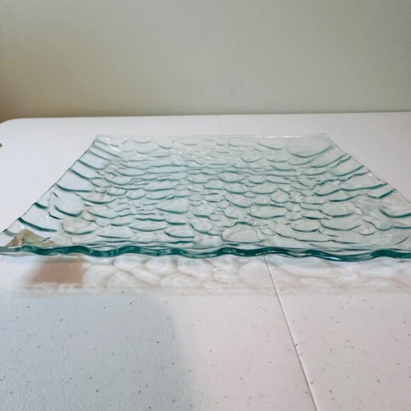 Square Textured Glass Serving Plate 12"x12" By Essential Decor & Beyond Inc. - Picture 2 of 9